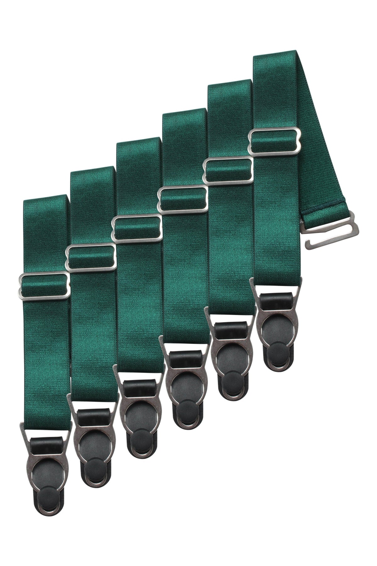 6 X Steel Suspender Clips In Green