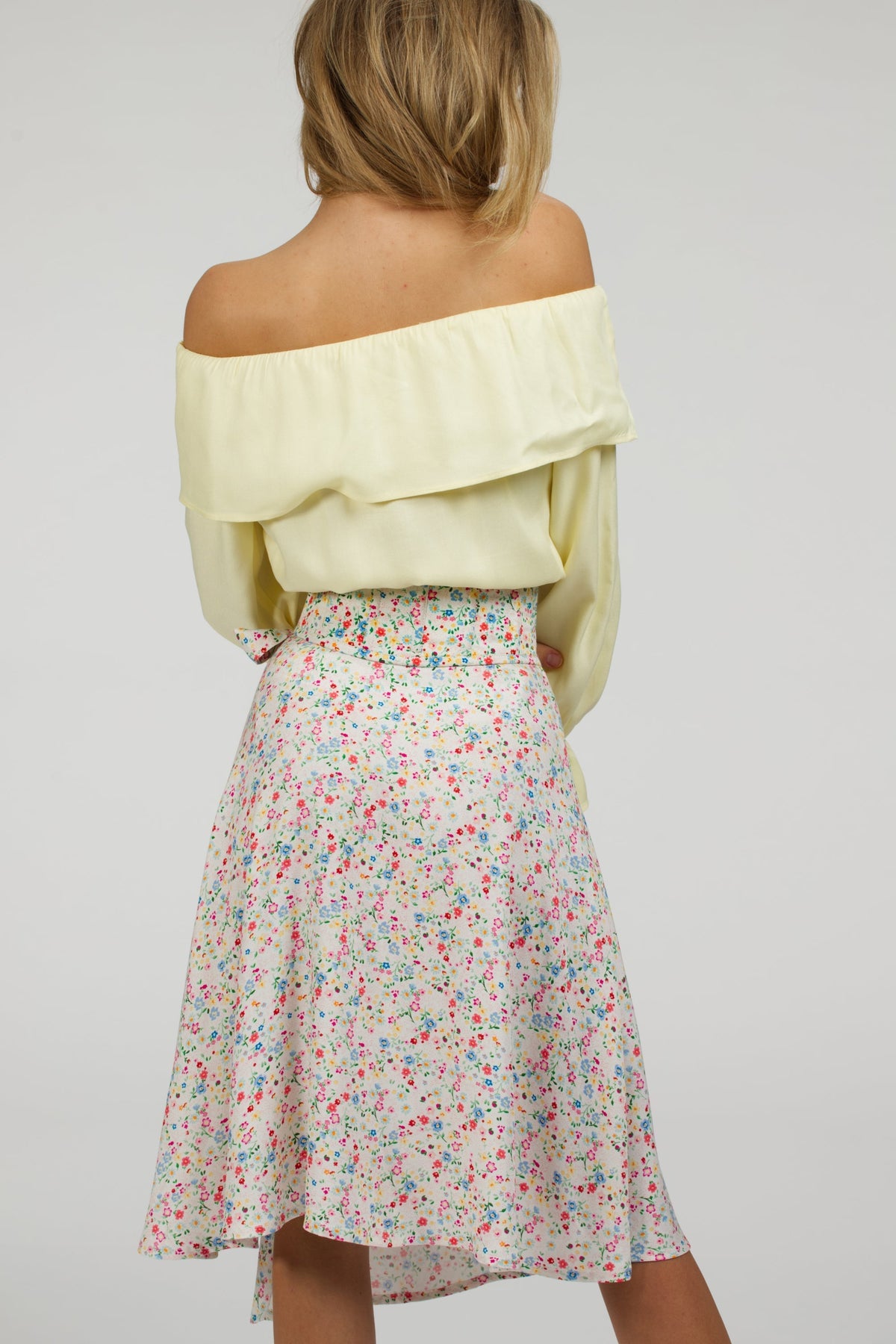 Iris Ditsy Print Cotton Waspie Belt With Zip Front
