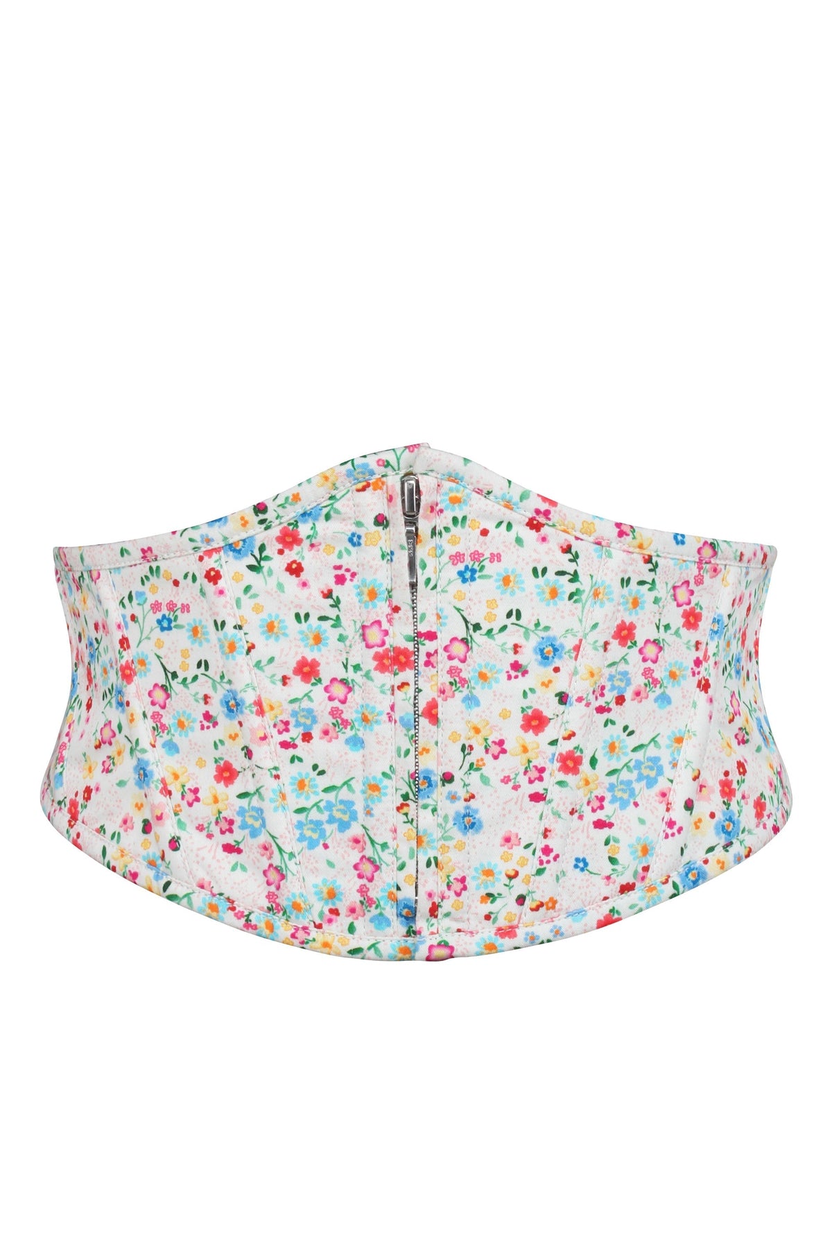 Iris Ditsy Print Cotton Waspie Belt With Zip Front