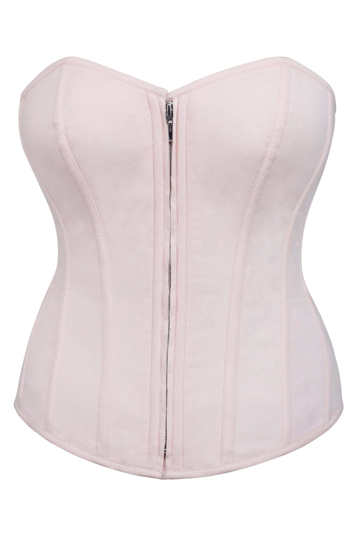 Dahlia Prairie Pink Cotton Overbust Corset With Zip Front