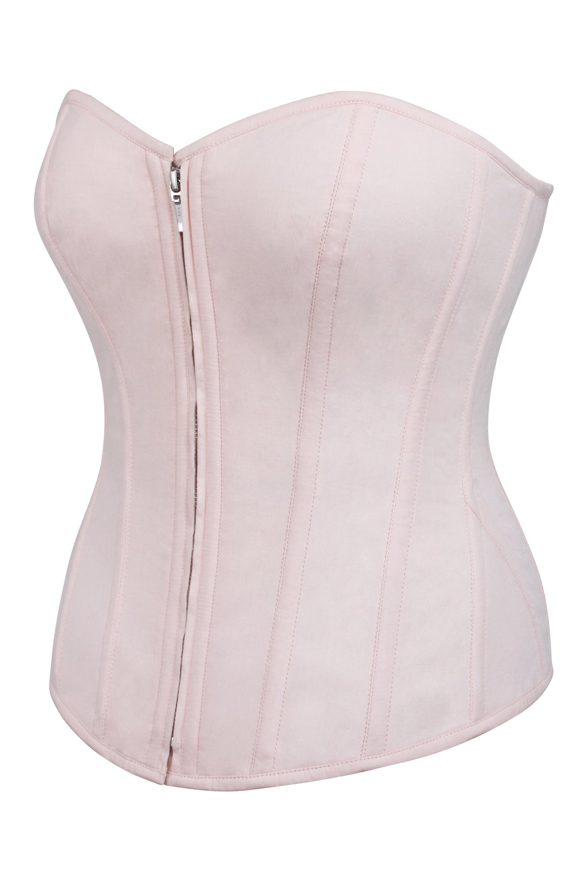 Dahlia Prairie Pink Cotton Overbust Corset With Zip Front