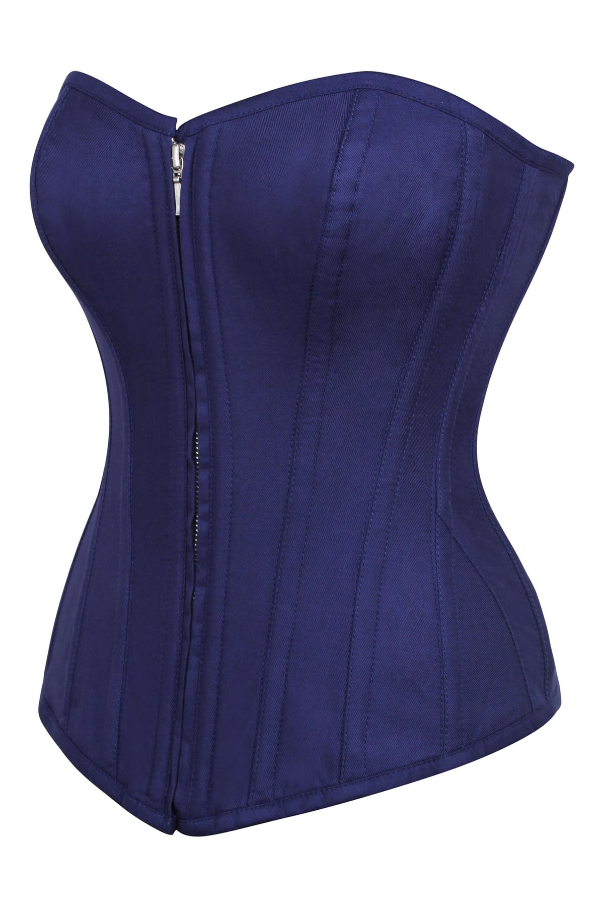 Dahlia Summer Navy Viscose Overbust Corset With Zip Front
