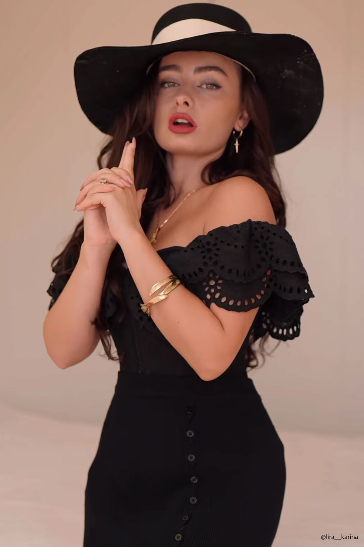 Alyssum Black Broderie Anglaise Cotton Corset Top With Double Frill Sleeves