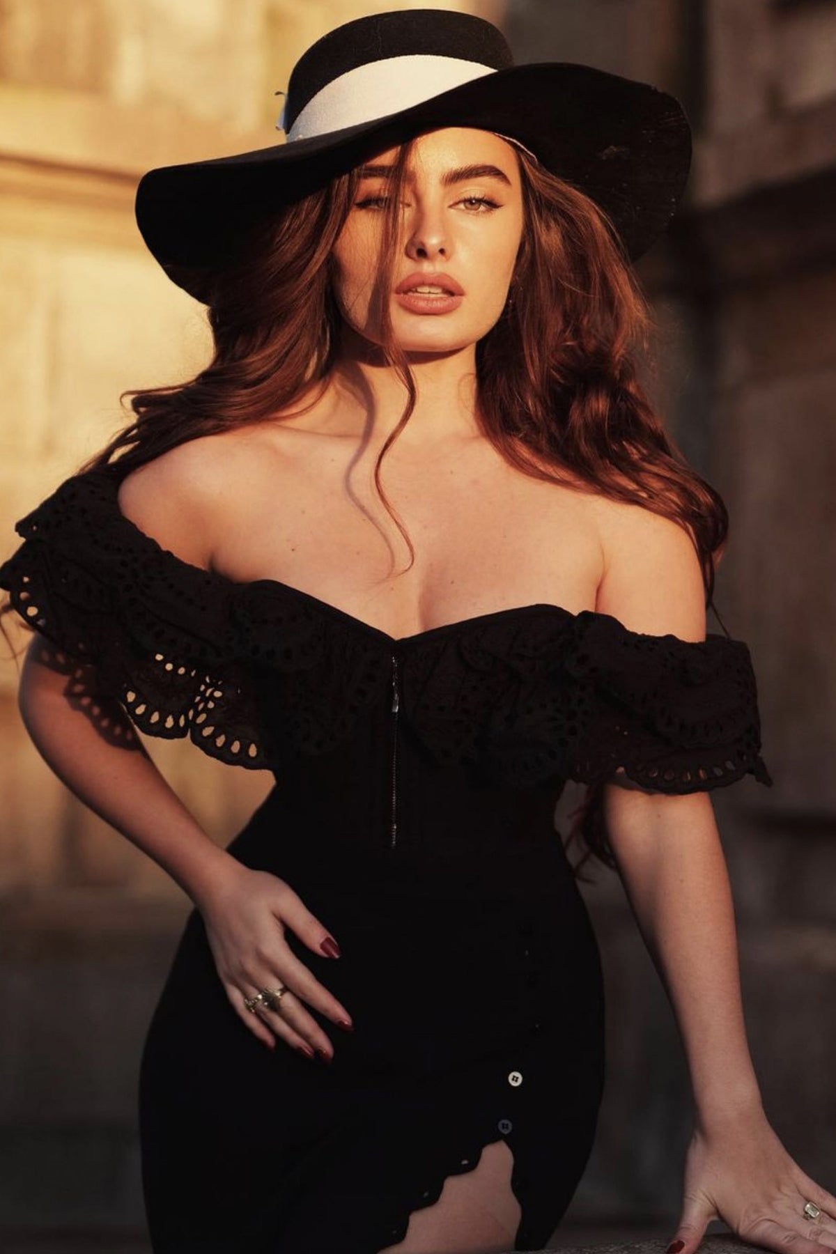 Alyssum Black Broderie Anglaise Cotton Corset Top With Double Frill Sleeves