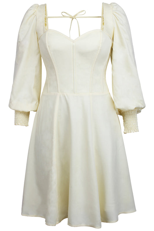 Sunflower Lemon Sorbet Corset Dress With Long Sleeves