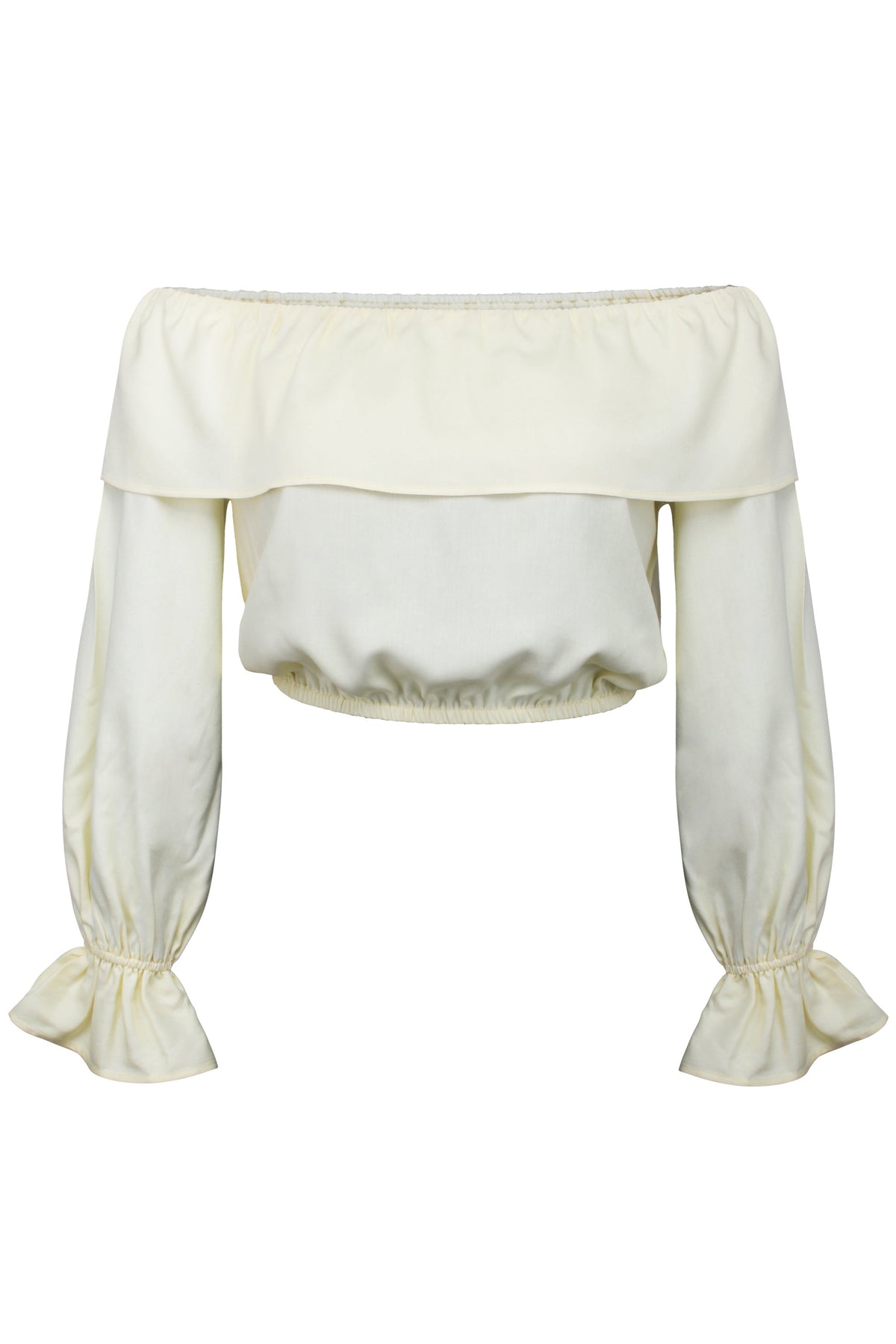 Rosalie Lemon Sorbet Viscose Cropped Bardot Neckline Top