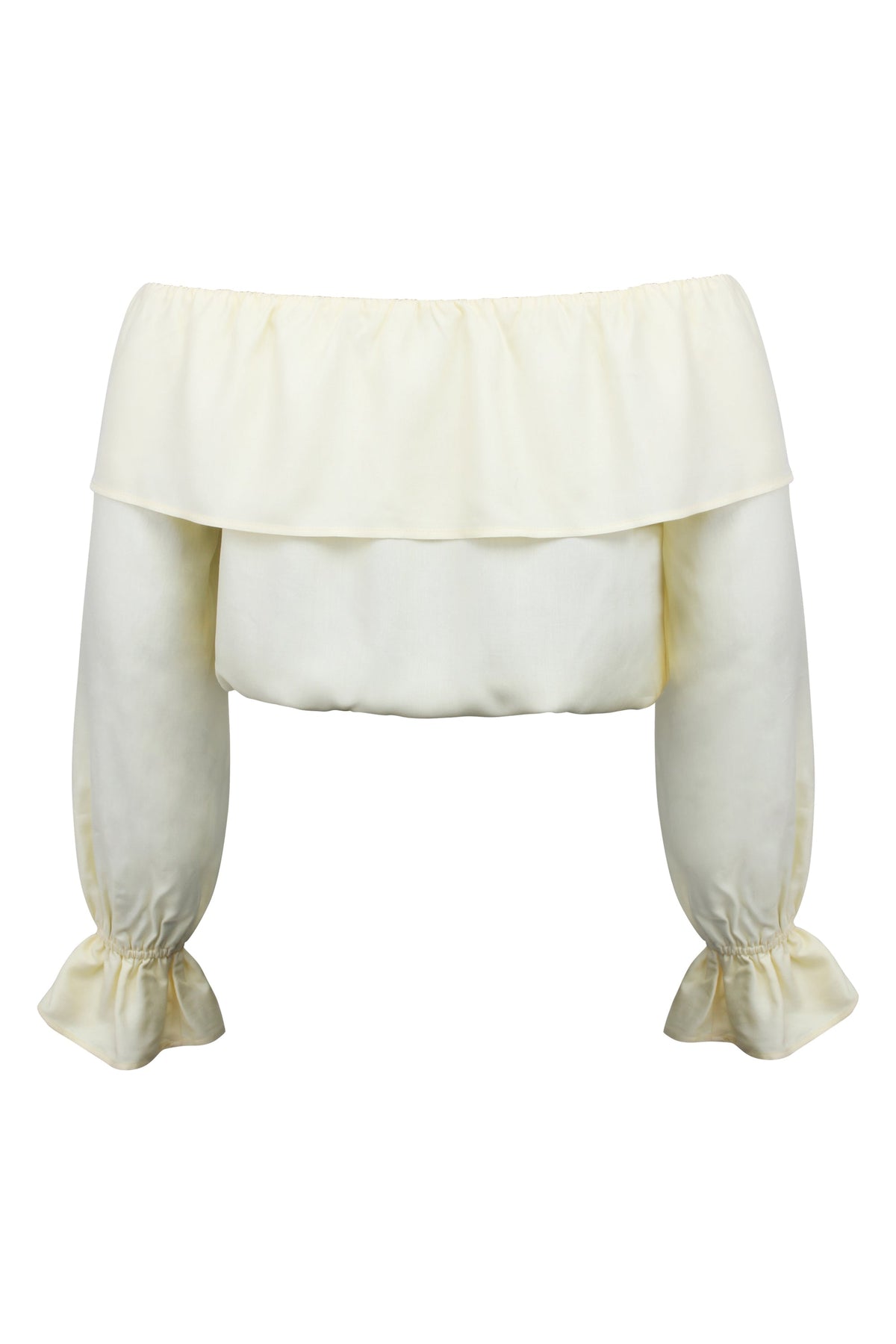 Rosalie Lemon Sorbet Viscose Cropped Bardot Neckline Top