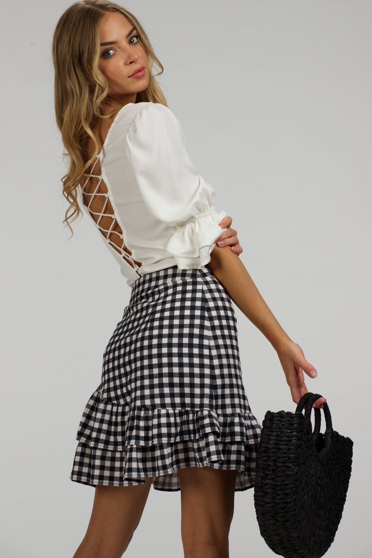 Liana White Viscose Corset-Inspired Backless Top