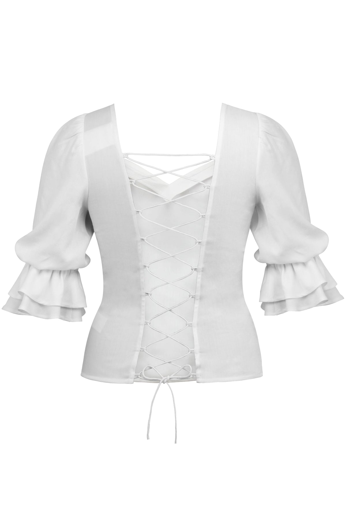 Liana White Viscose Corset-Inspired Backless Top