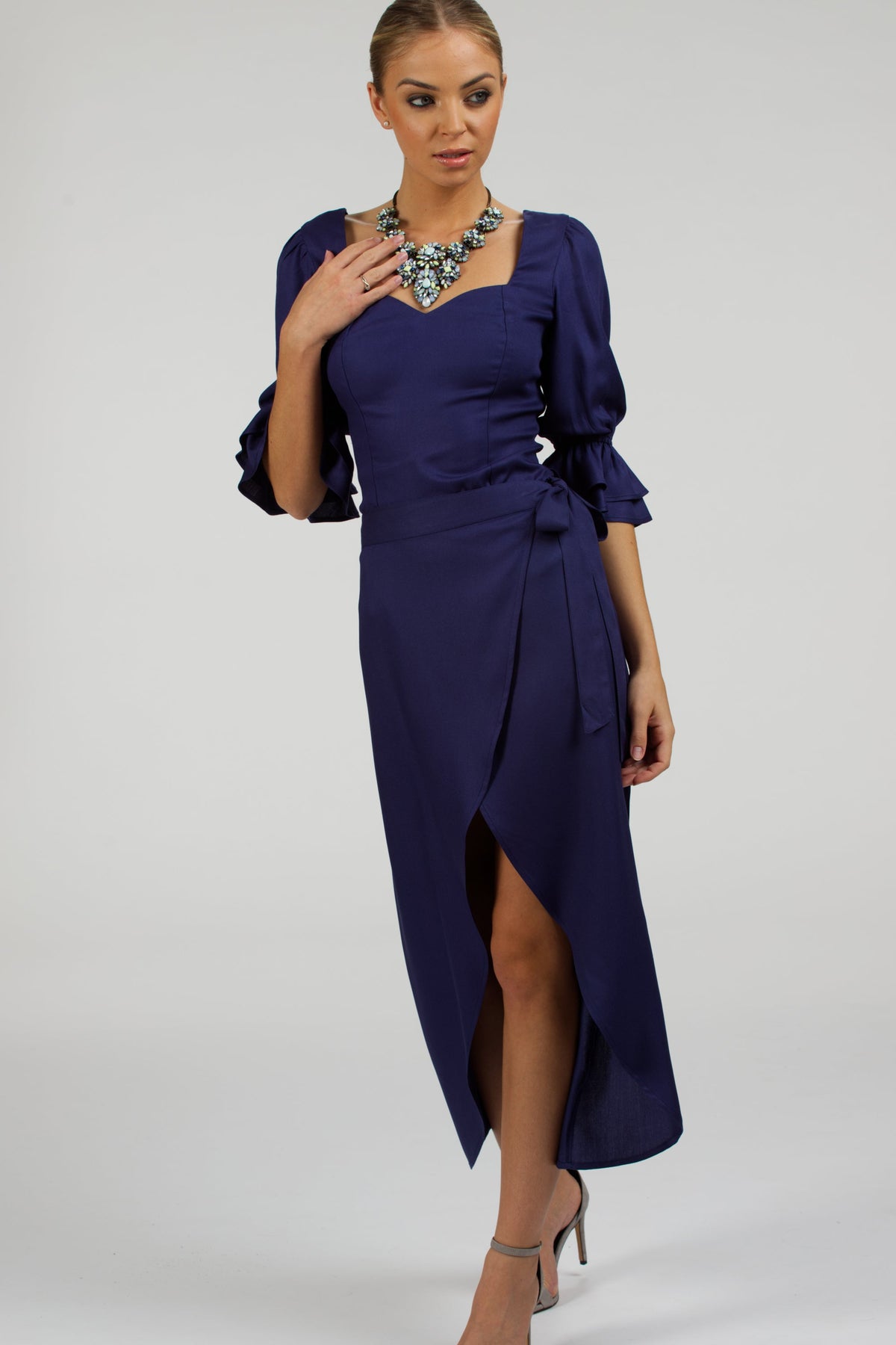 Liana Summer Navy Viscose Corset-Inspired Backless Top