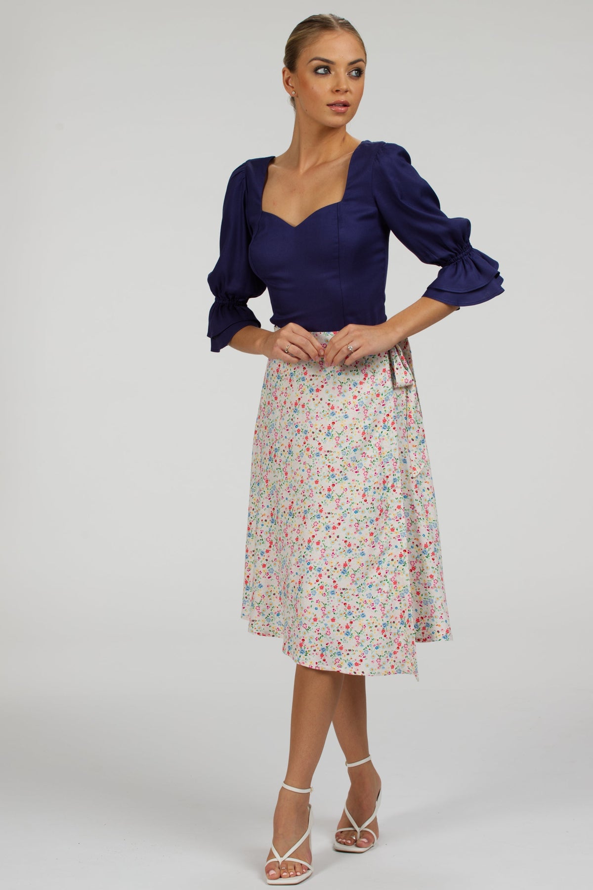 Liana Summer Navy Viscose Corset-Inspired Backless Top