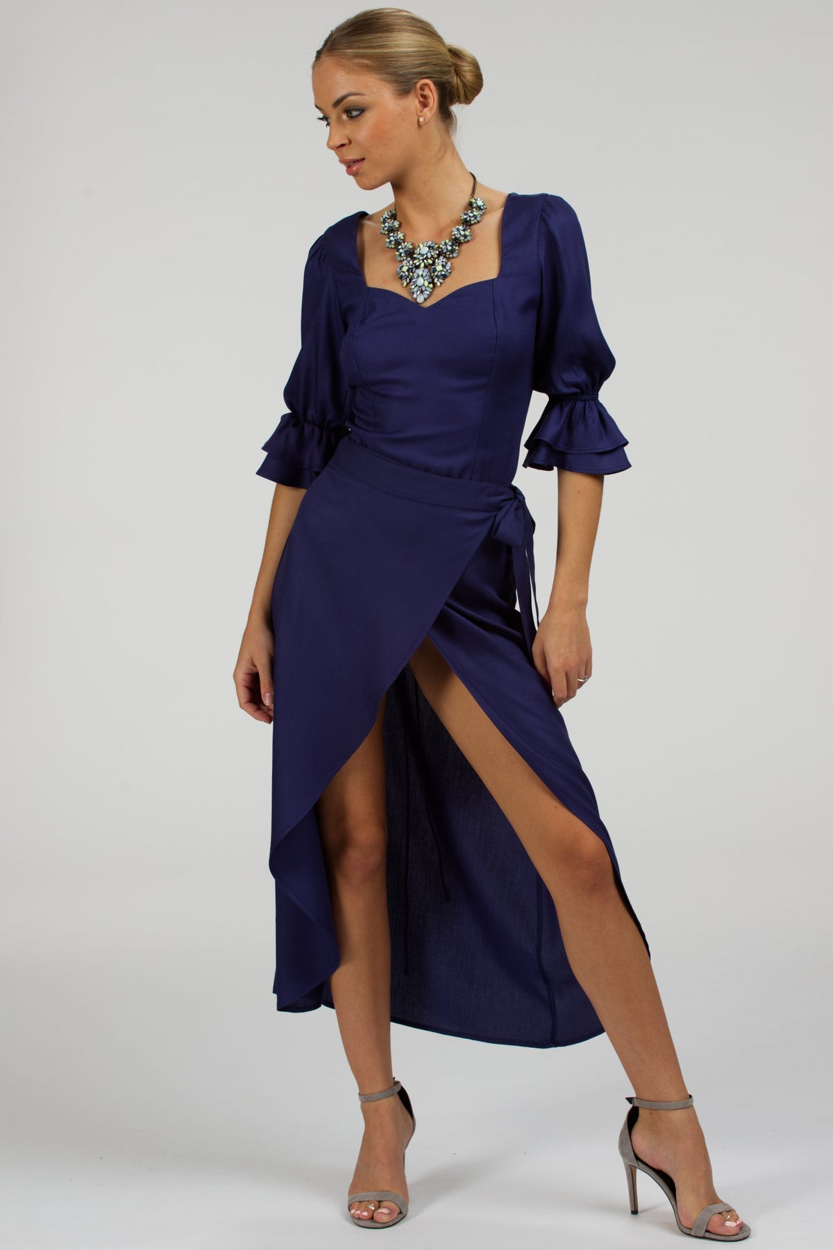 Liana Summer Navy Viscose Corset-Inspired Backless Top