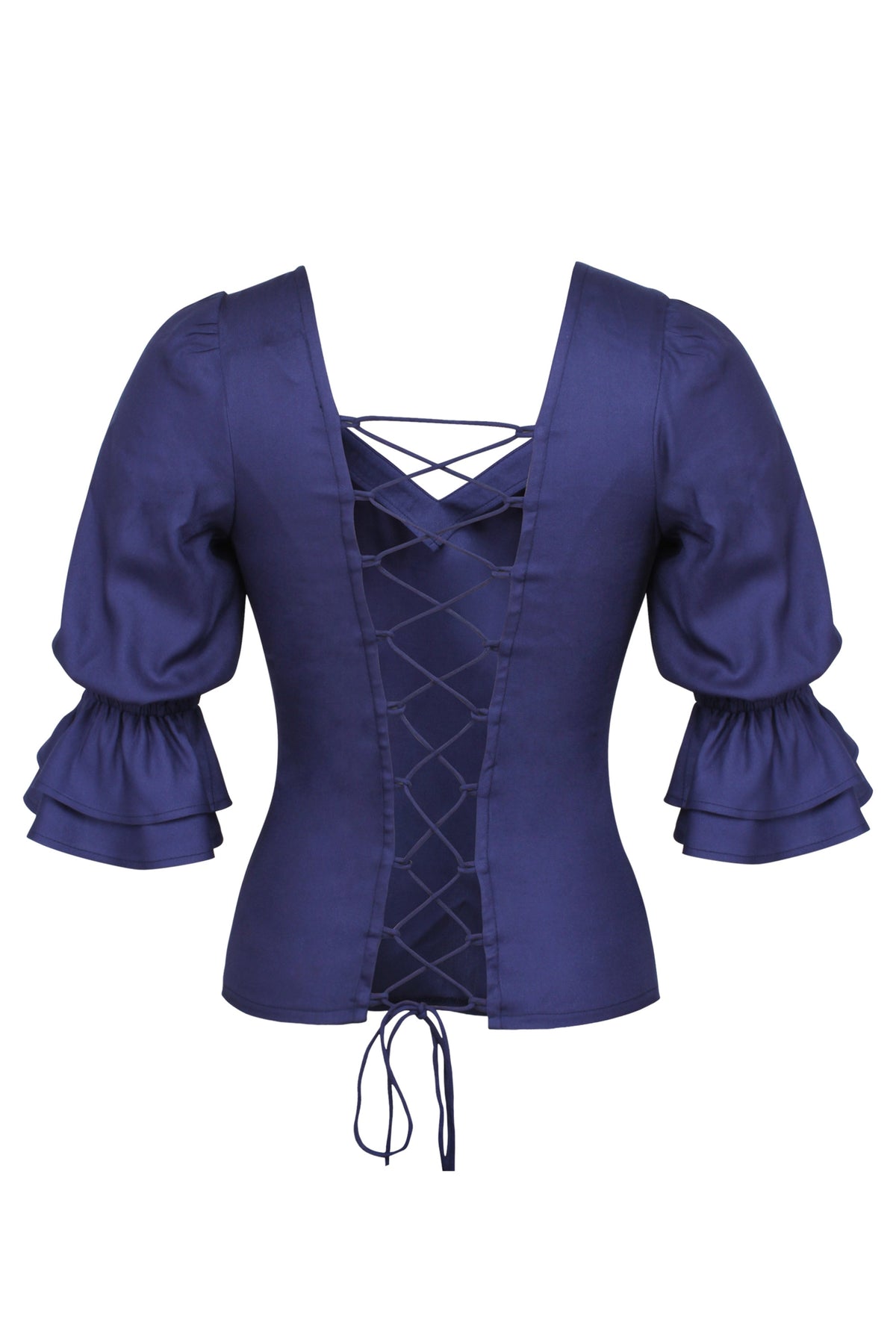 Liana Summer Navy Viscose Corset-Inspired Backless Top
