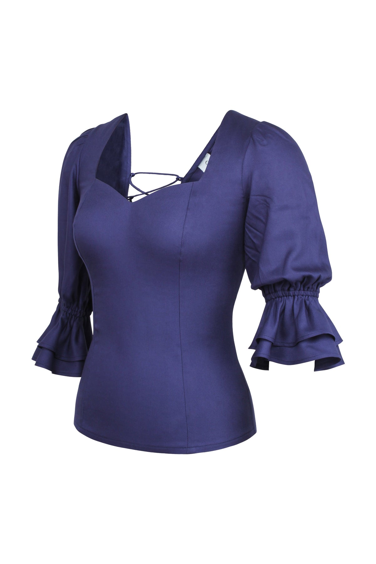 Liana Summer Navy Viscose Corset-Inspired Backless Top