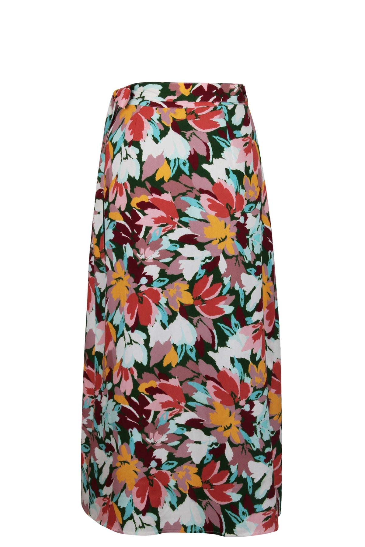 Rosa Floral Explosion Viscose Midi Wrap Skirt