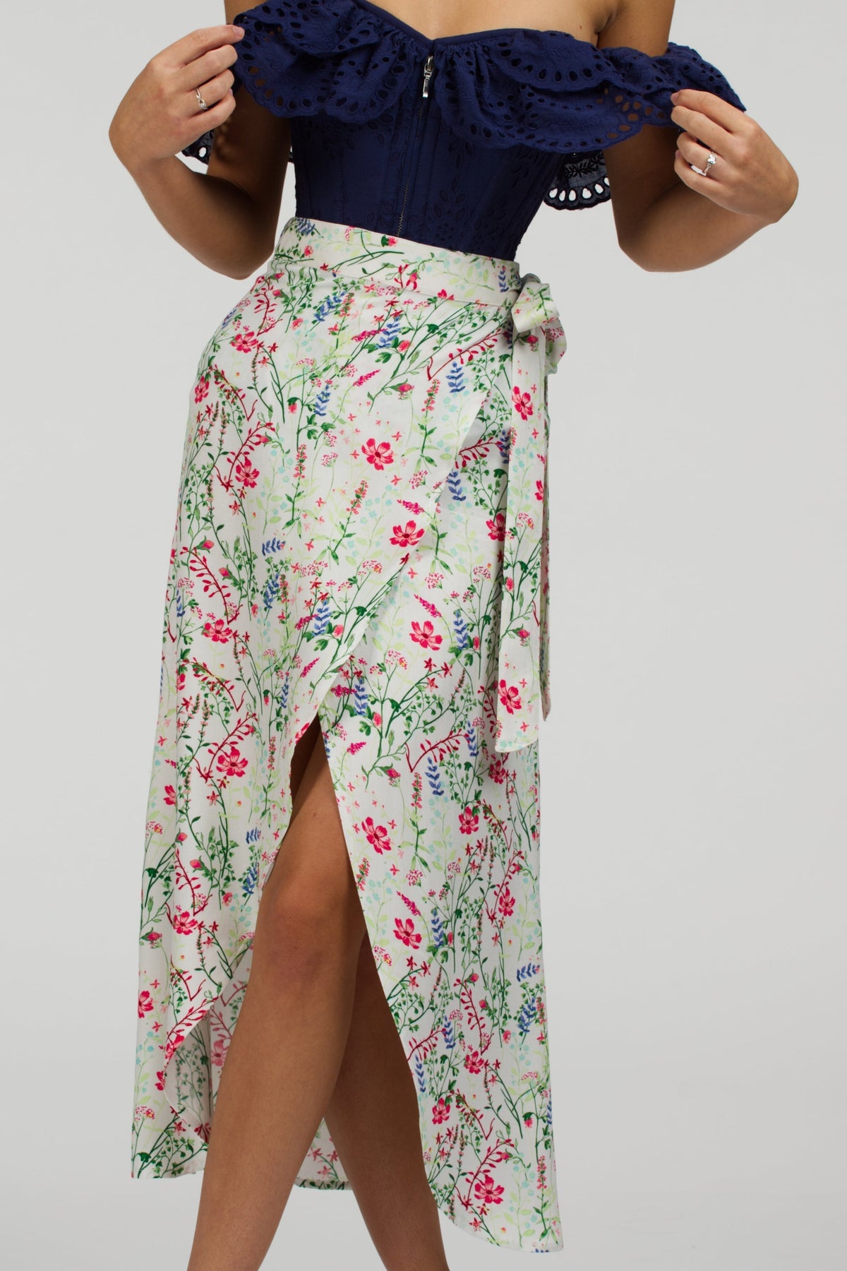 Rosa Meadow Viscose Midi Wrap Skirt