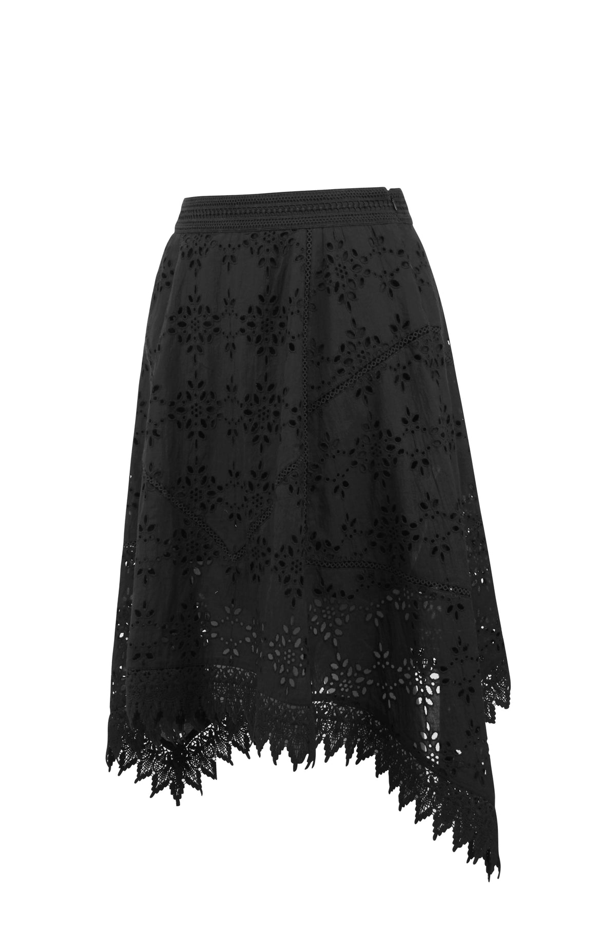 Jasmine Black Broderie Anglaise Cotton Handkerchief Skirt