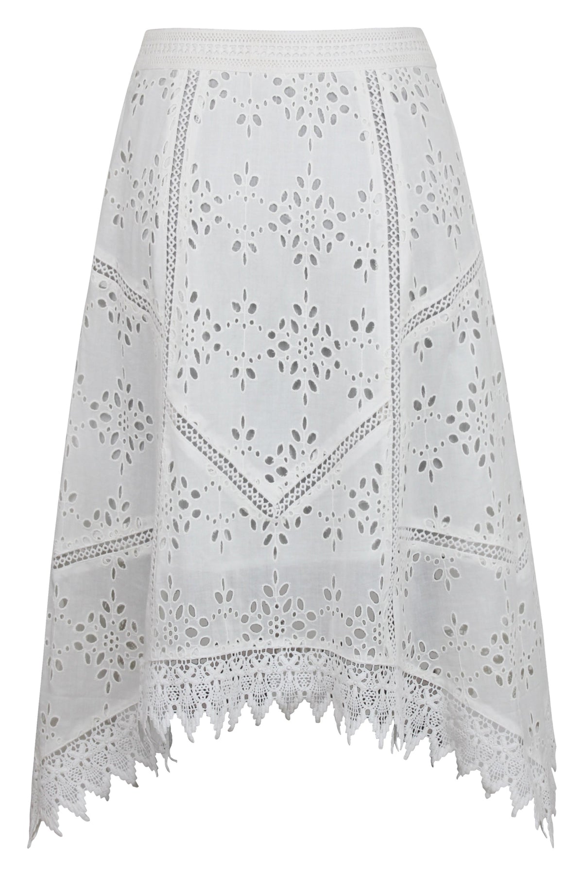 Jasmine White Broderie Anglaise Cotton Handkerchief Skirt