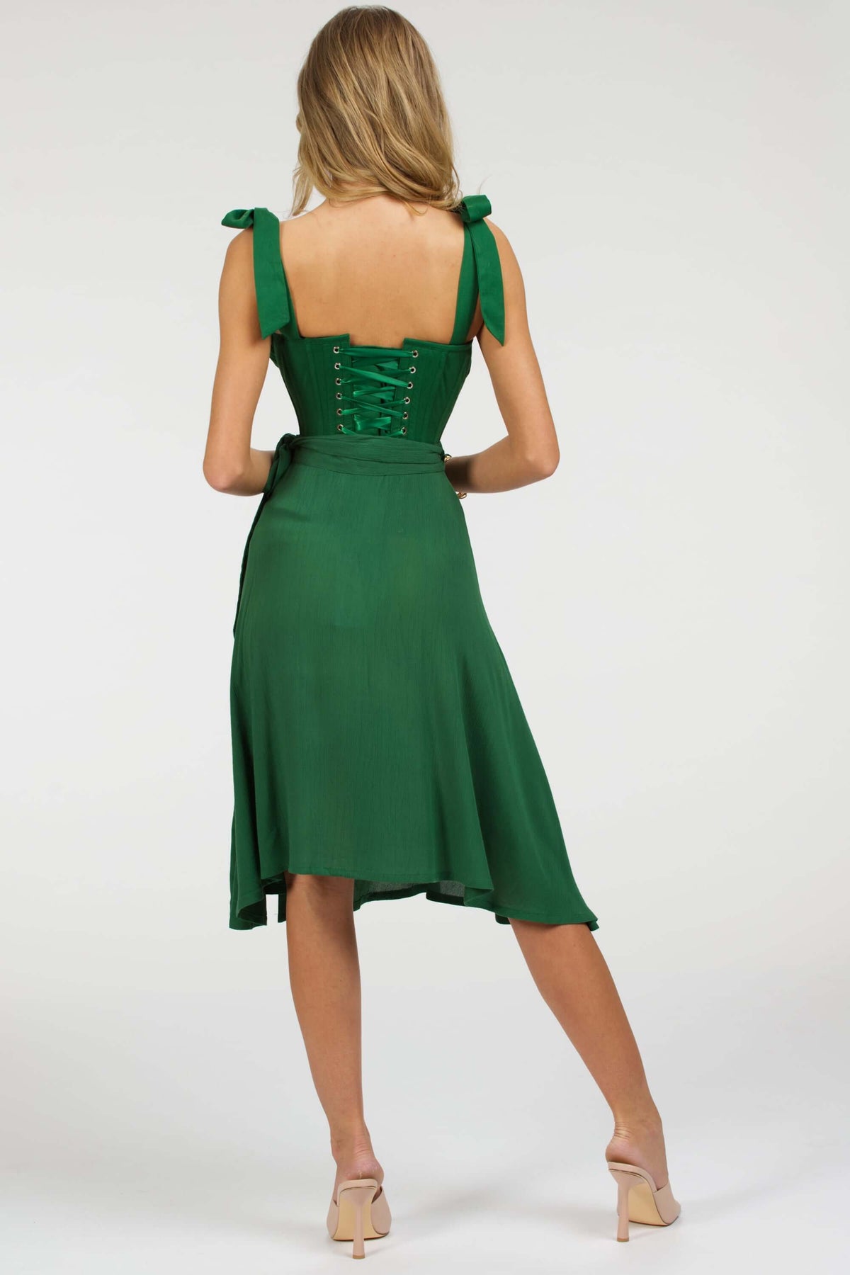 Agapanthus Heritage Green Rayon Asymmetric Wrap Skirt