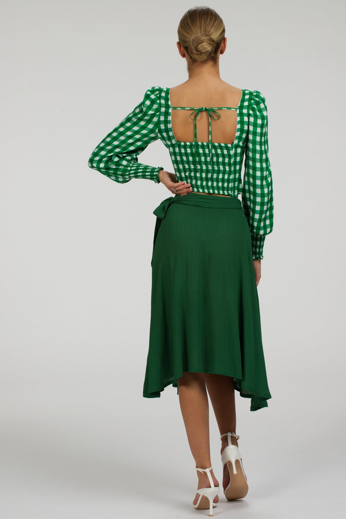 Agapanthus Heritage Green Rayon Asymmetric Wrap Skirt