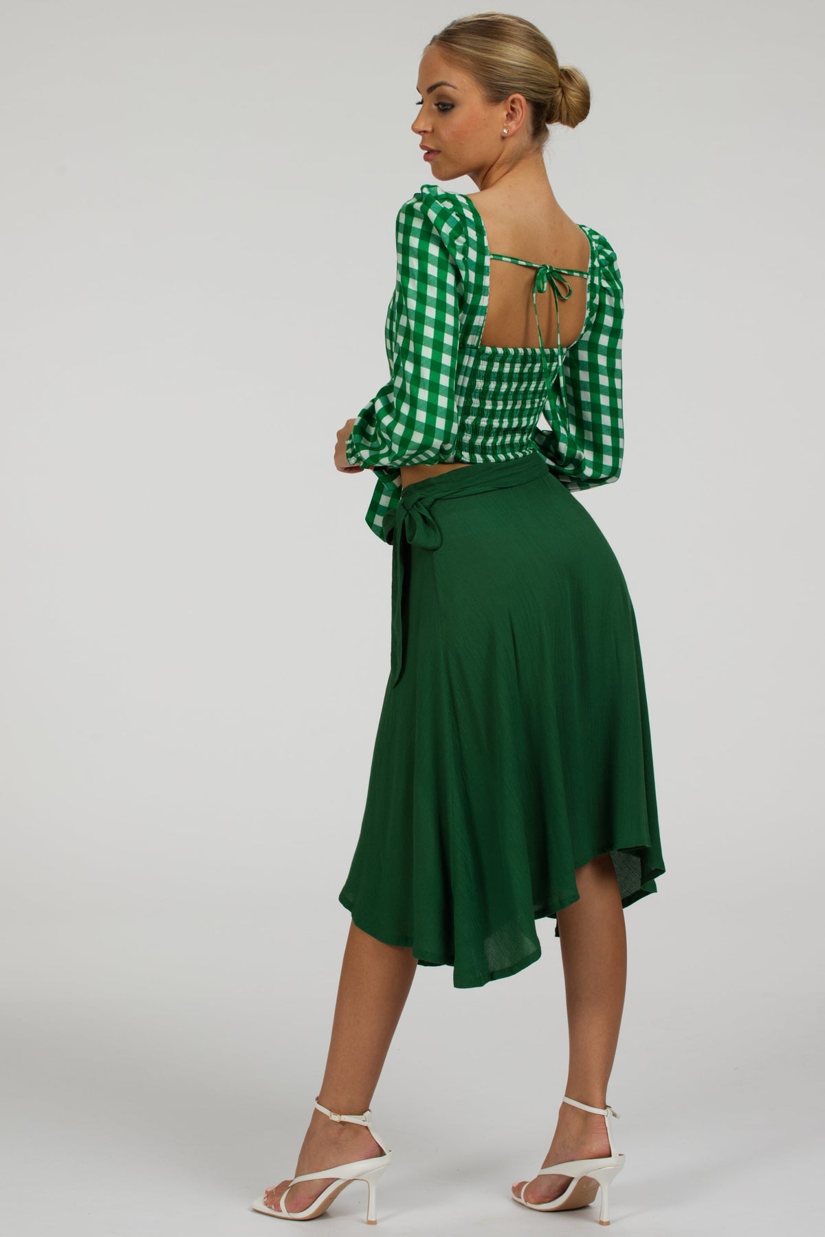 Agapanthus Heritage Green Rayon Asymmetric Wrap Skirt