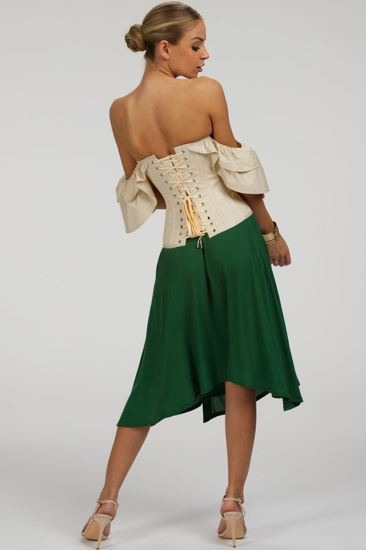 Agapanthus Heritage Green Rayon Asymmetric Wrap Skirt