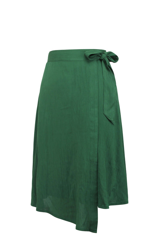 Agapanthus Heritage Green Rayon Asymmetric Wrap Skirt