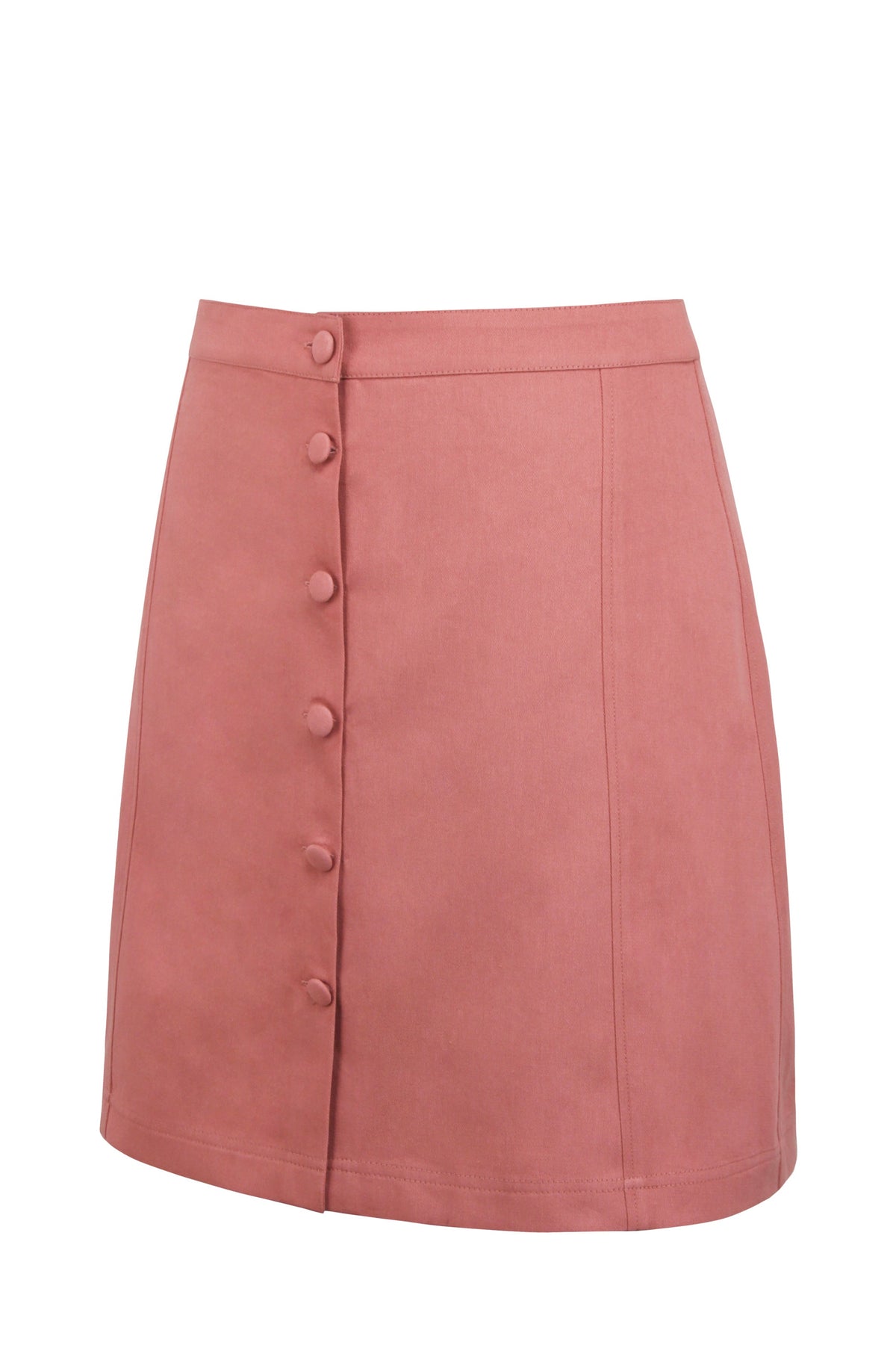 Poppy Dusk Rose Cotton Twill Skirt With Self Covered Buttons