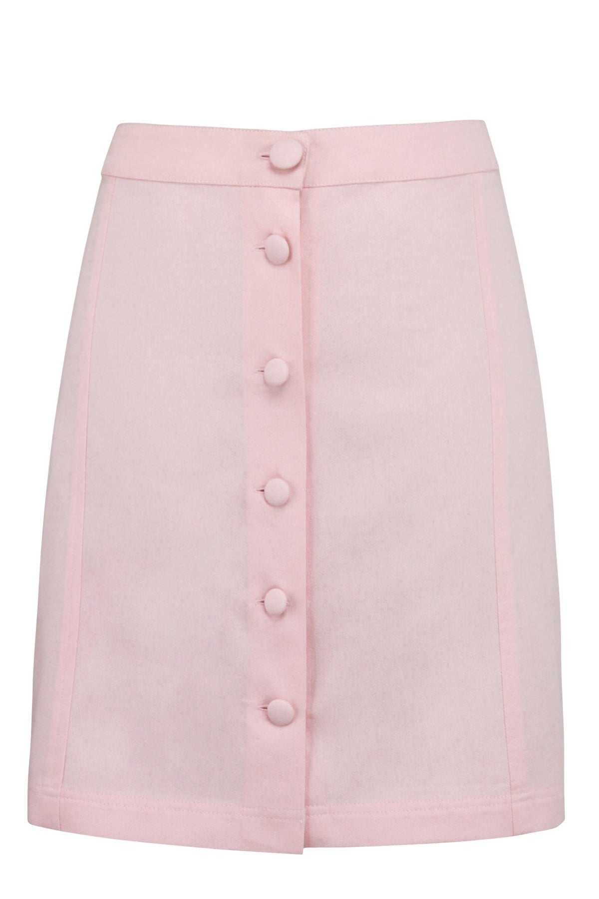Poppy Prairie PInk Cotton Twill Skirt With Self Covered Buttons
