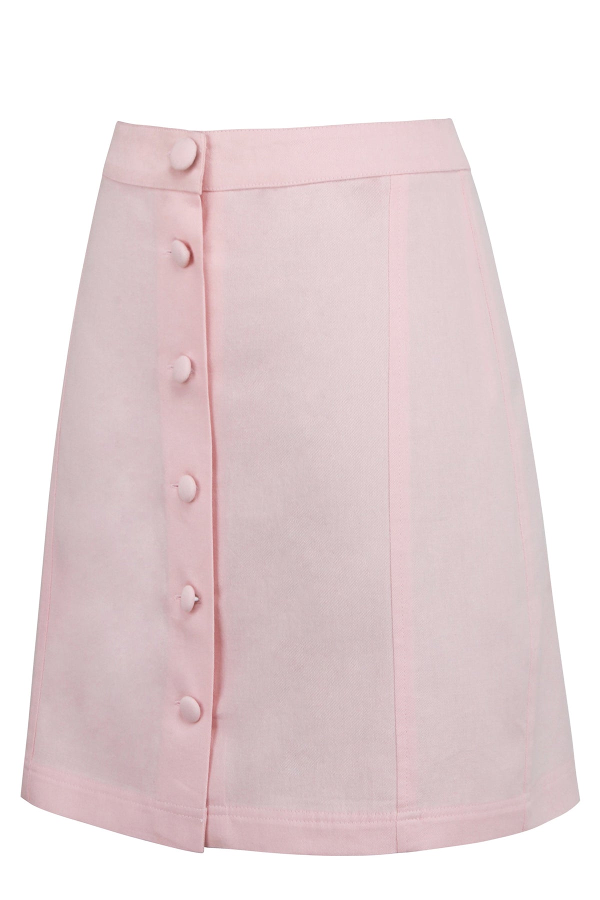 Poppy Prairie PInk Cotton Twill Skirt With Self Covered Buttons