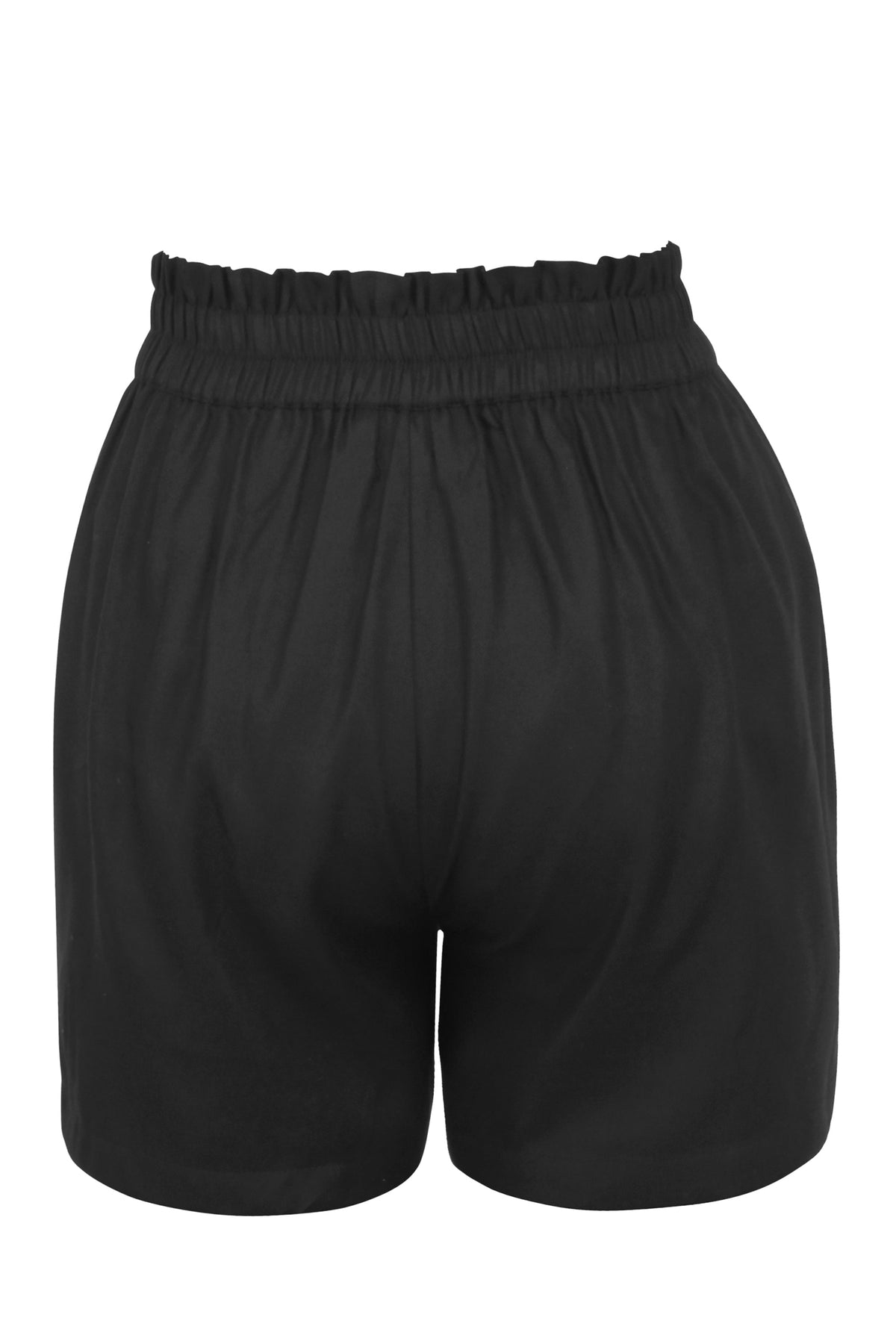 Calla Black Viscose Elasticated Paperbag Shorts