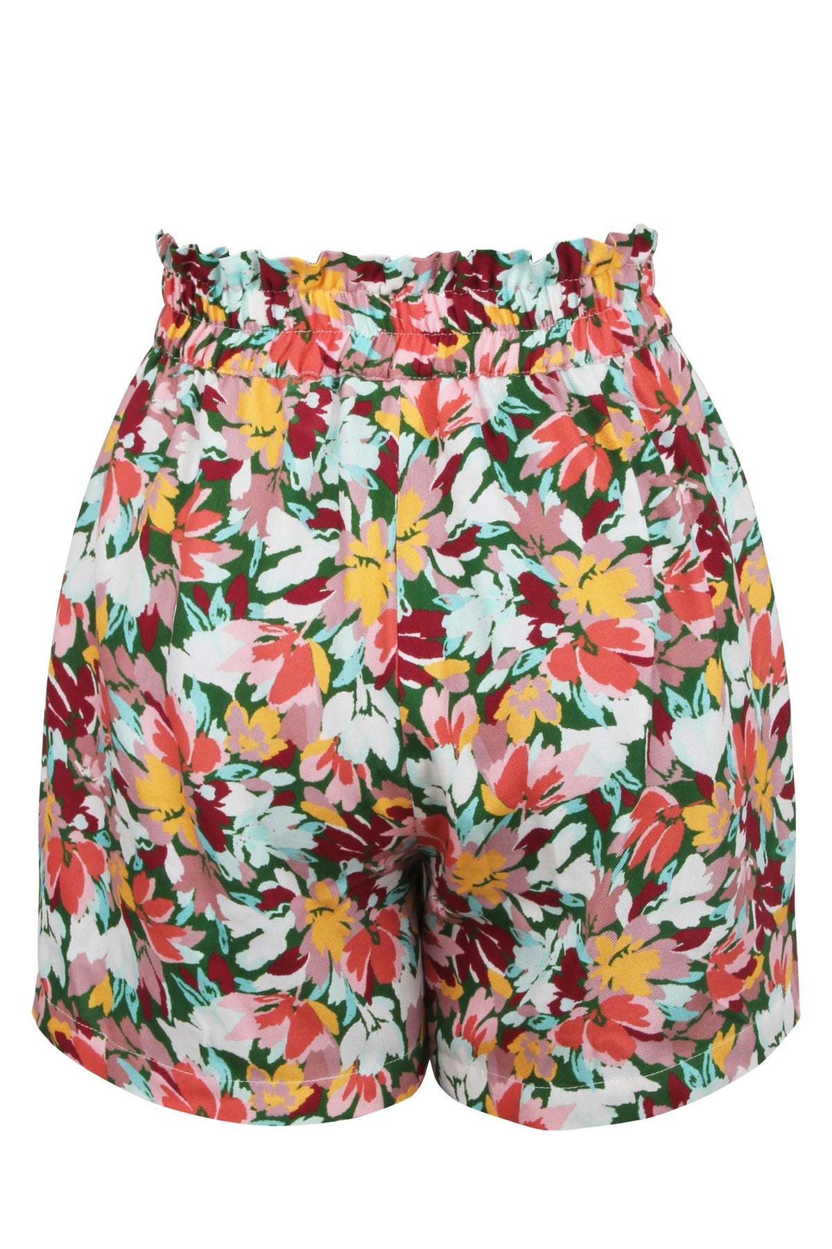 Calla Floral Explosion Viscose Elasticated Paperbag Shorts