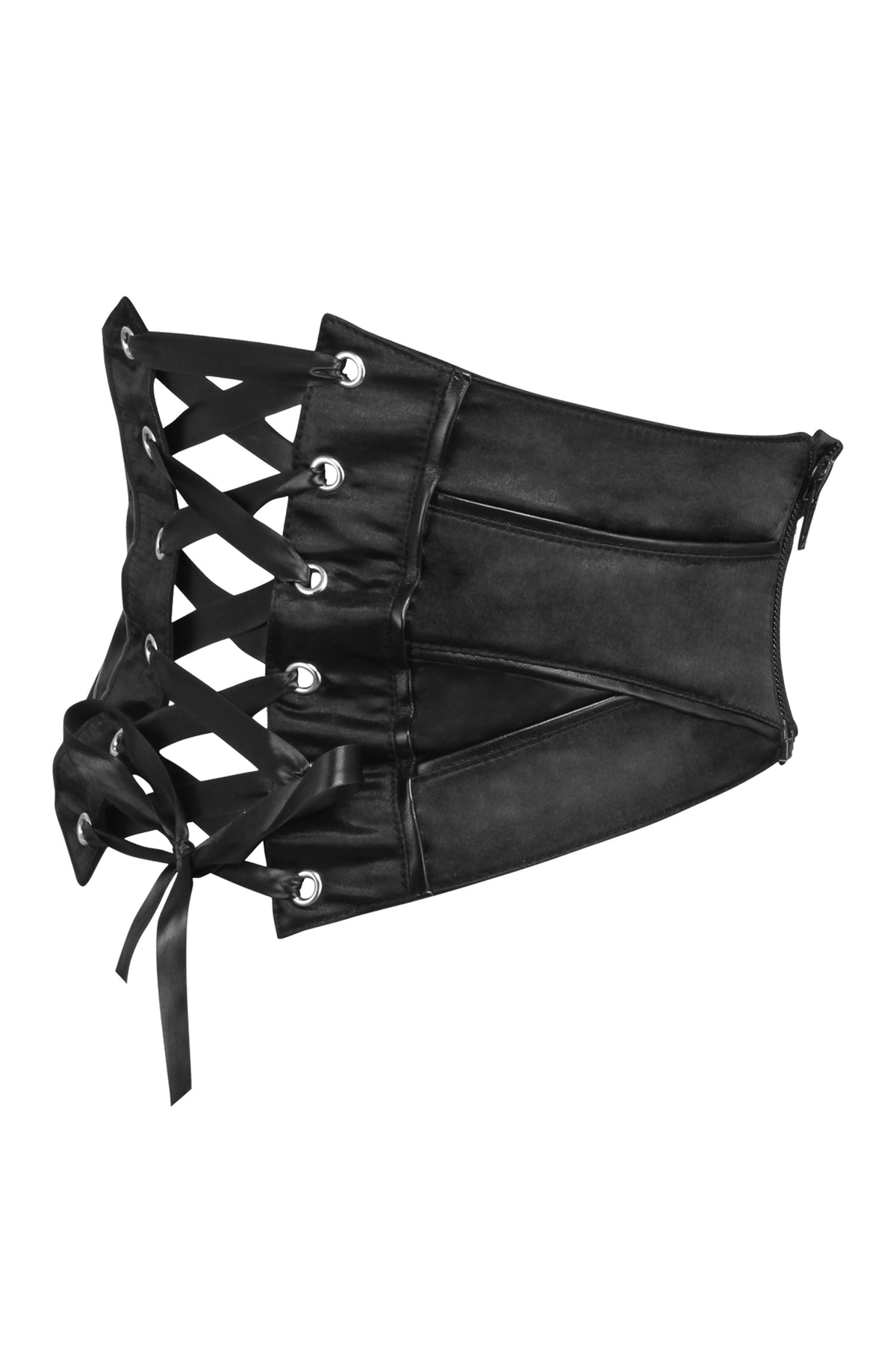 Corset Inspired Front Tie Belt With Side Zip
