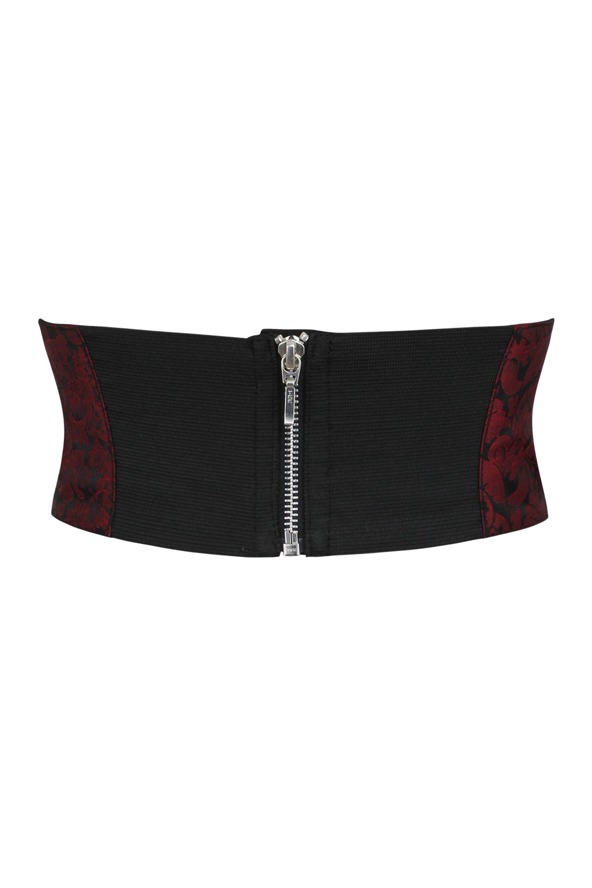 Maroon Brocade And PVC Corset Inspired Belt
