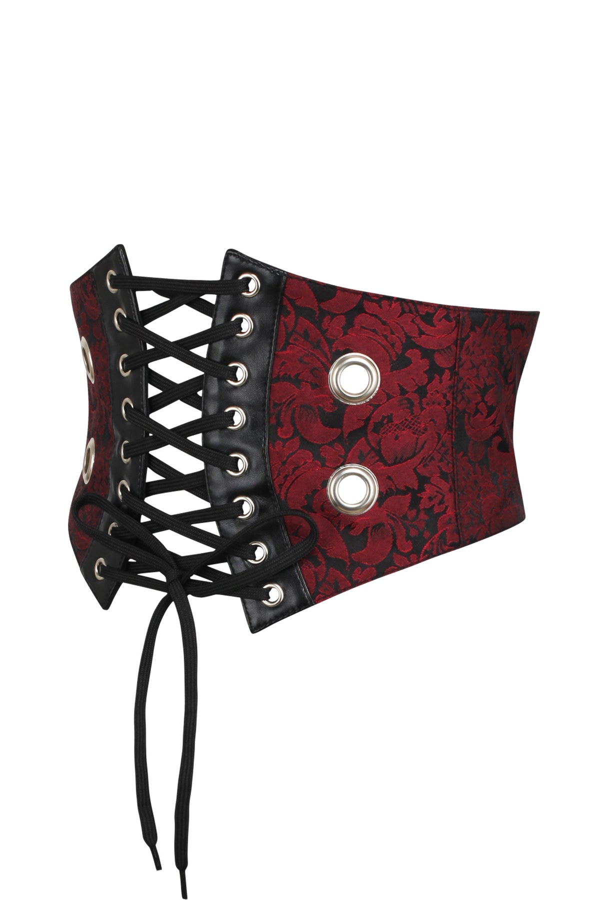 Maroon Brocade And PVC Corset Inspired Belt