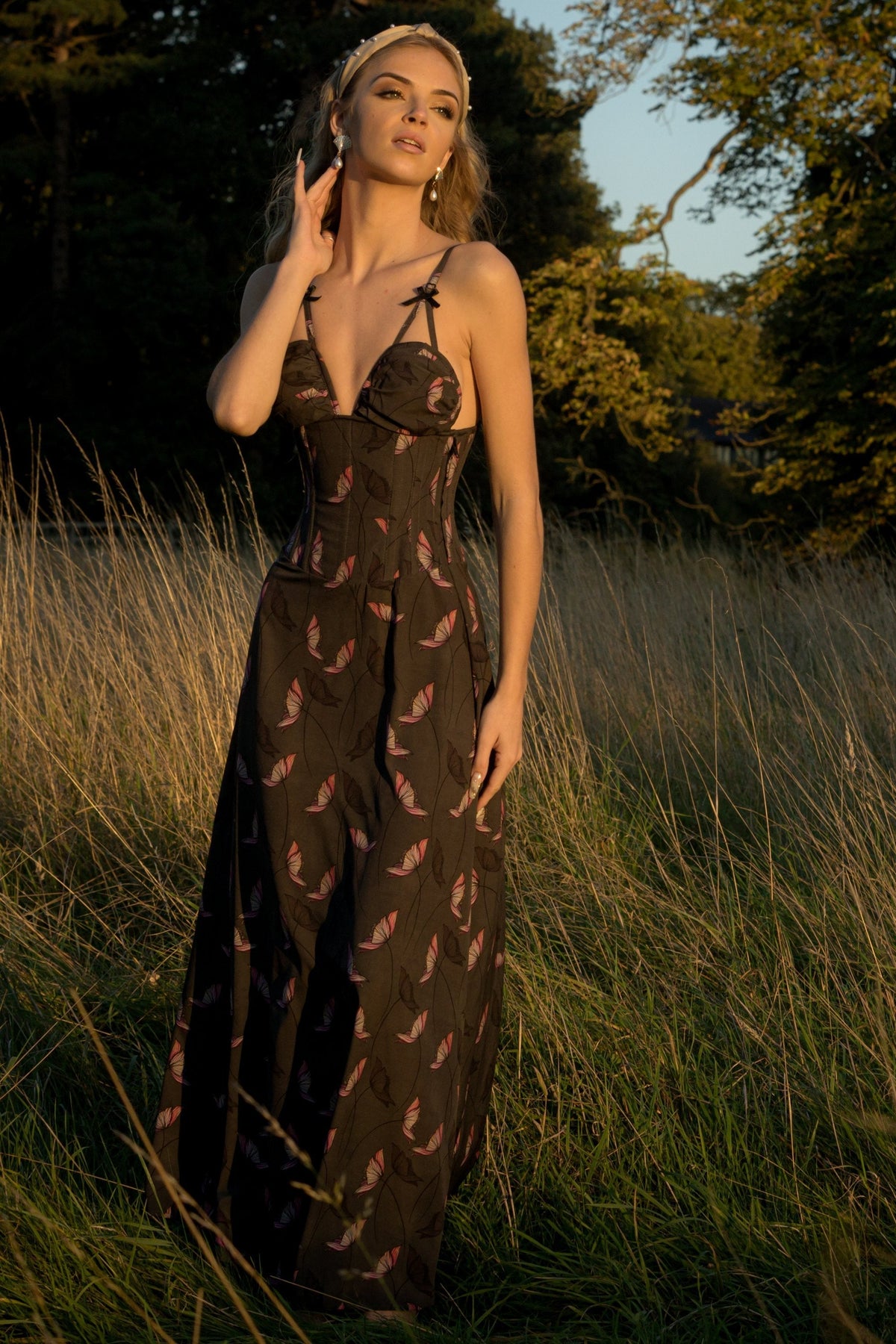 Full Steel Boned Corset Maxi Dress