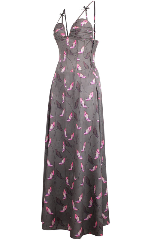 Full Steel Boned Corset Maxi Dress