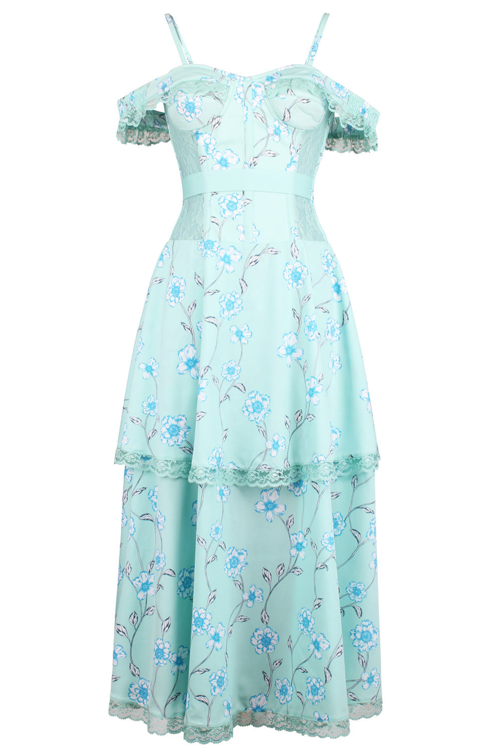 Mesh Panel Sleeved Corset Dress