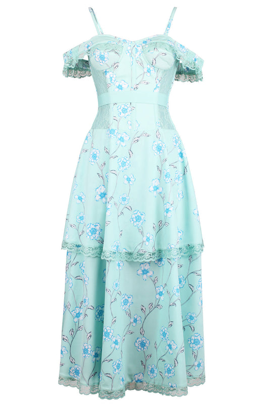 Mesh Panel Sleeved Corset Dress