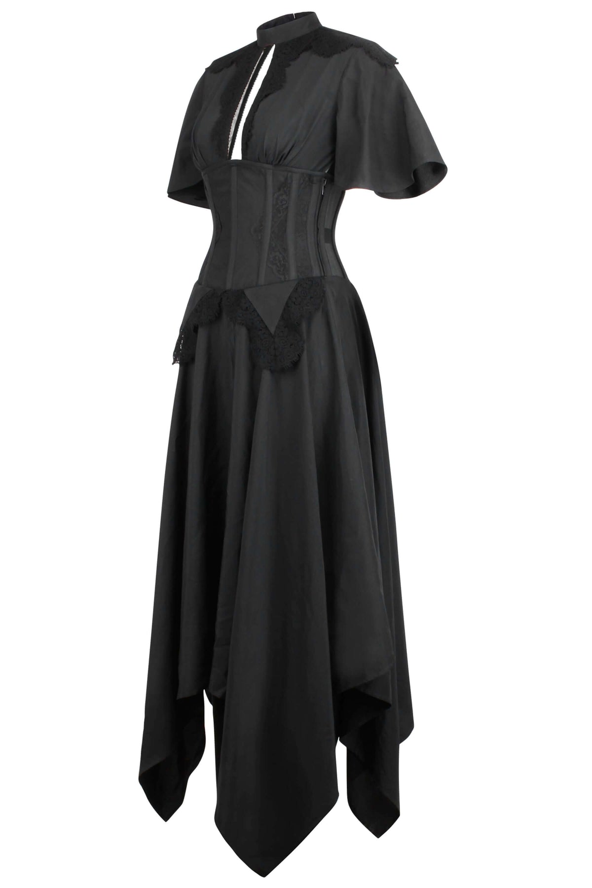 Black Corseted Dress With Lace Detail