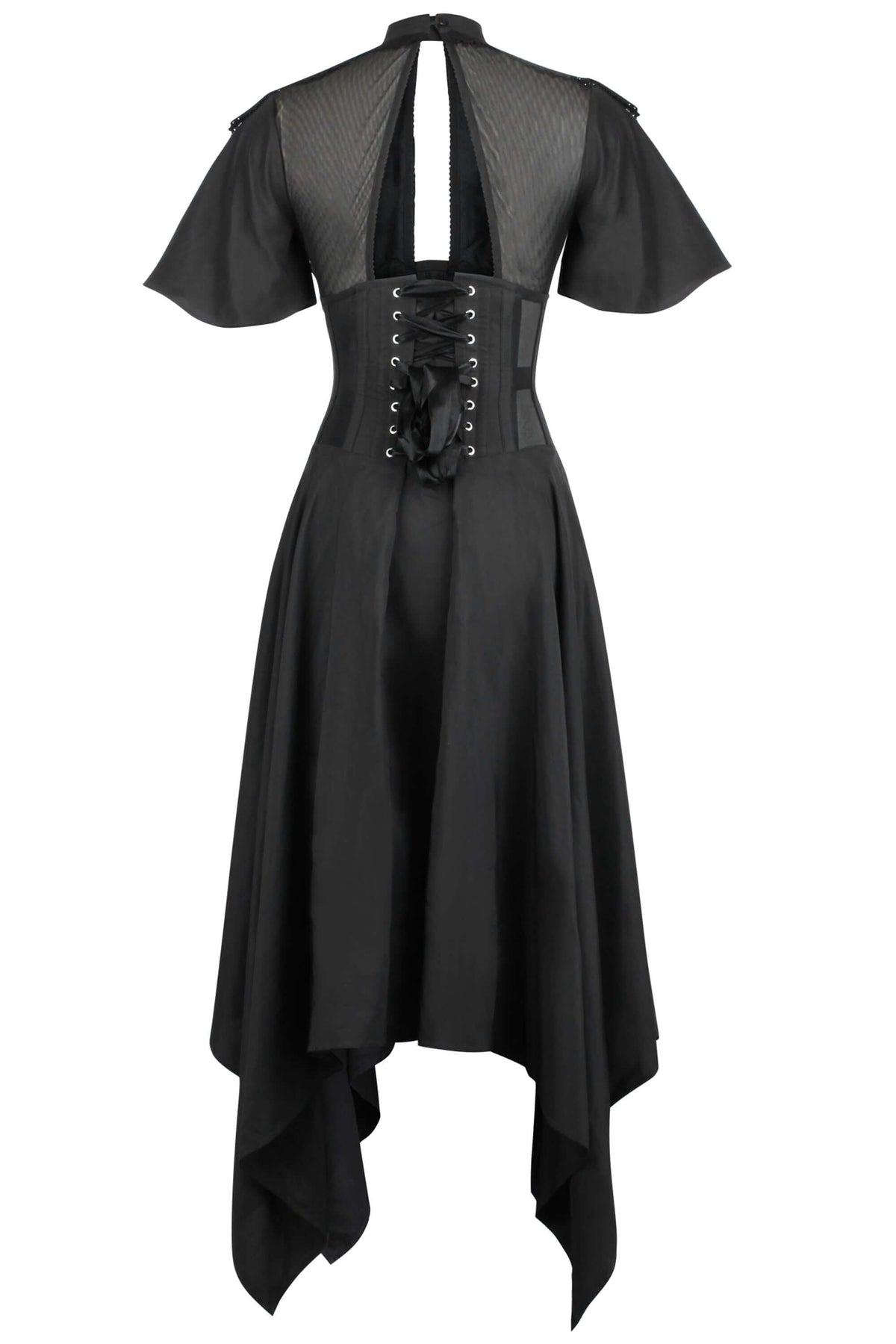 Black Corseted Dress With Lace Detail