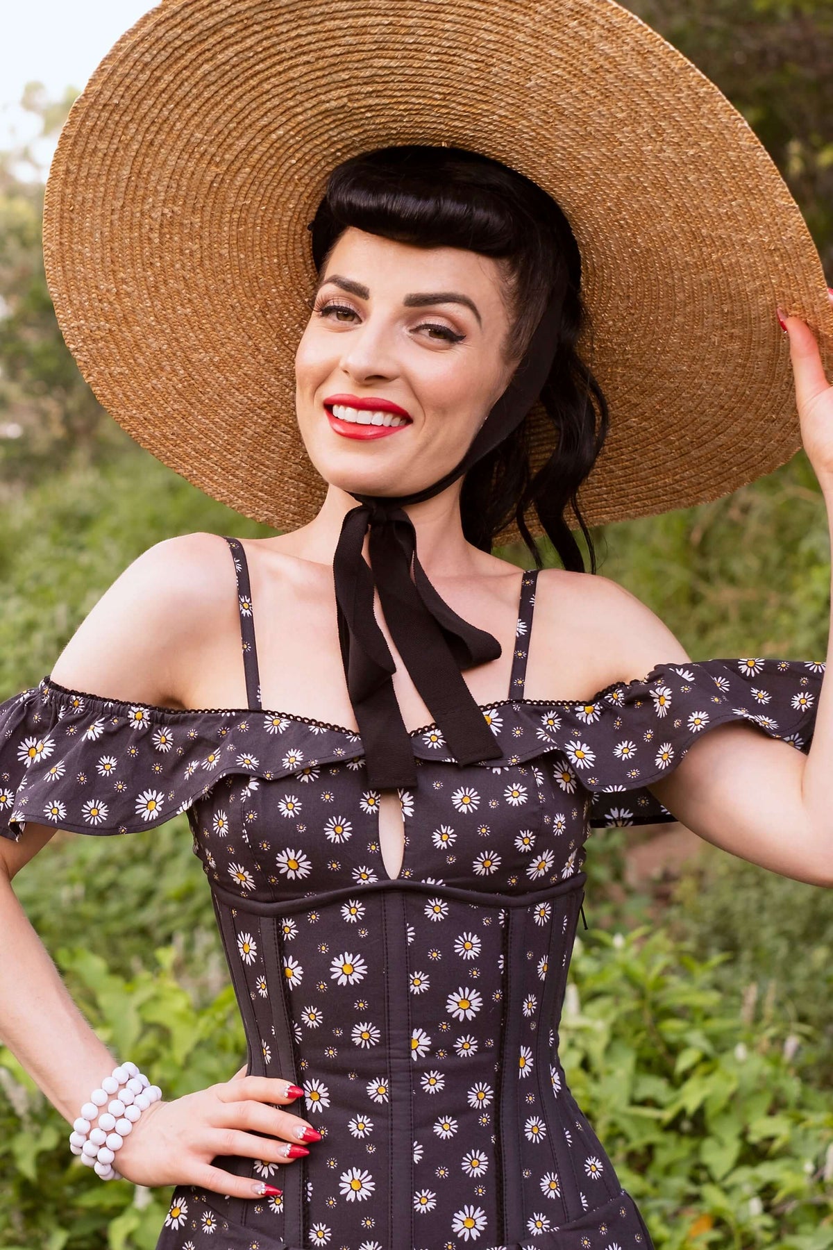 Bardot Americana Daisy Print Corset Dress