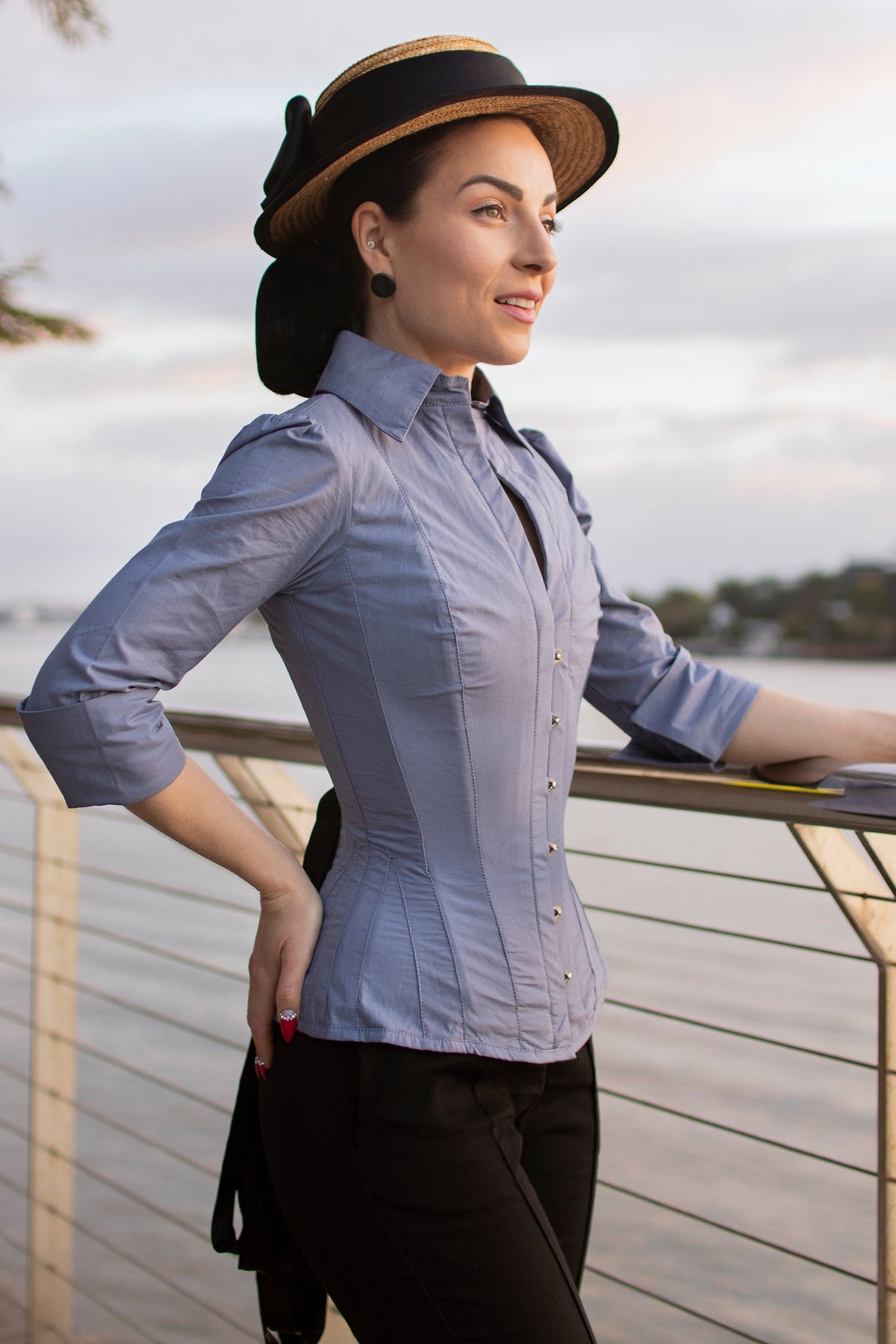 Powder Blue Corset Shirt