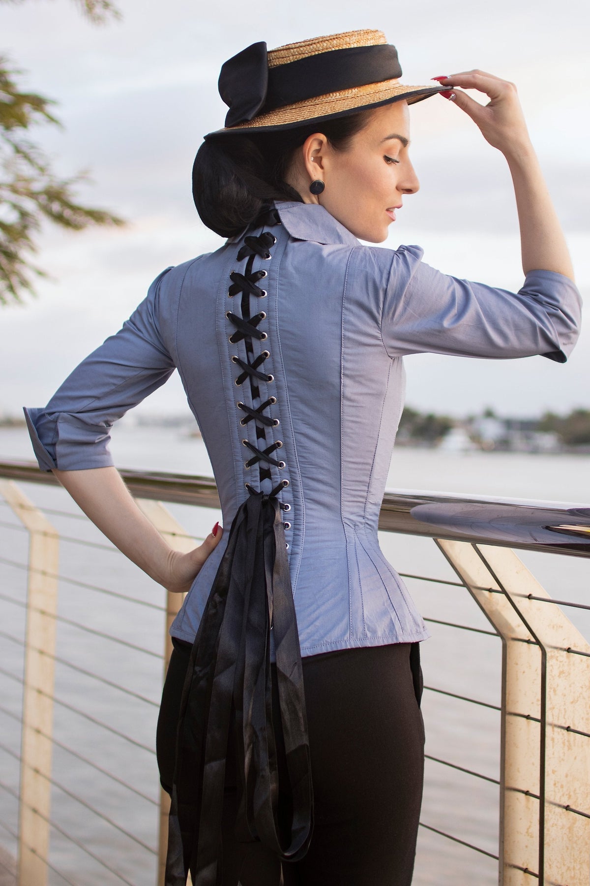 Powder Blue Corset Shirt