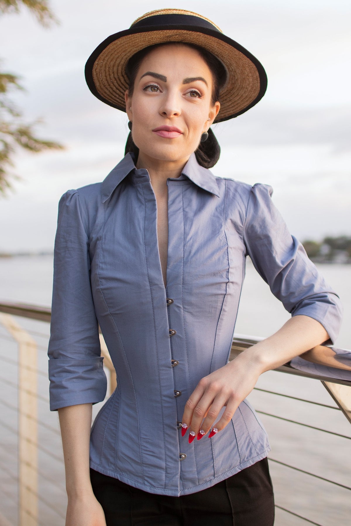 Powder Blue Corset Shirt