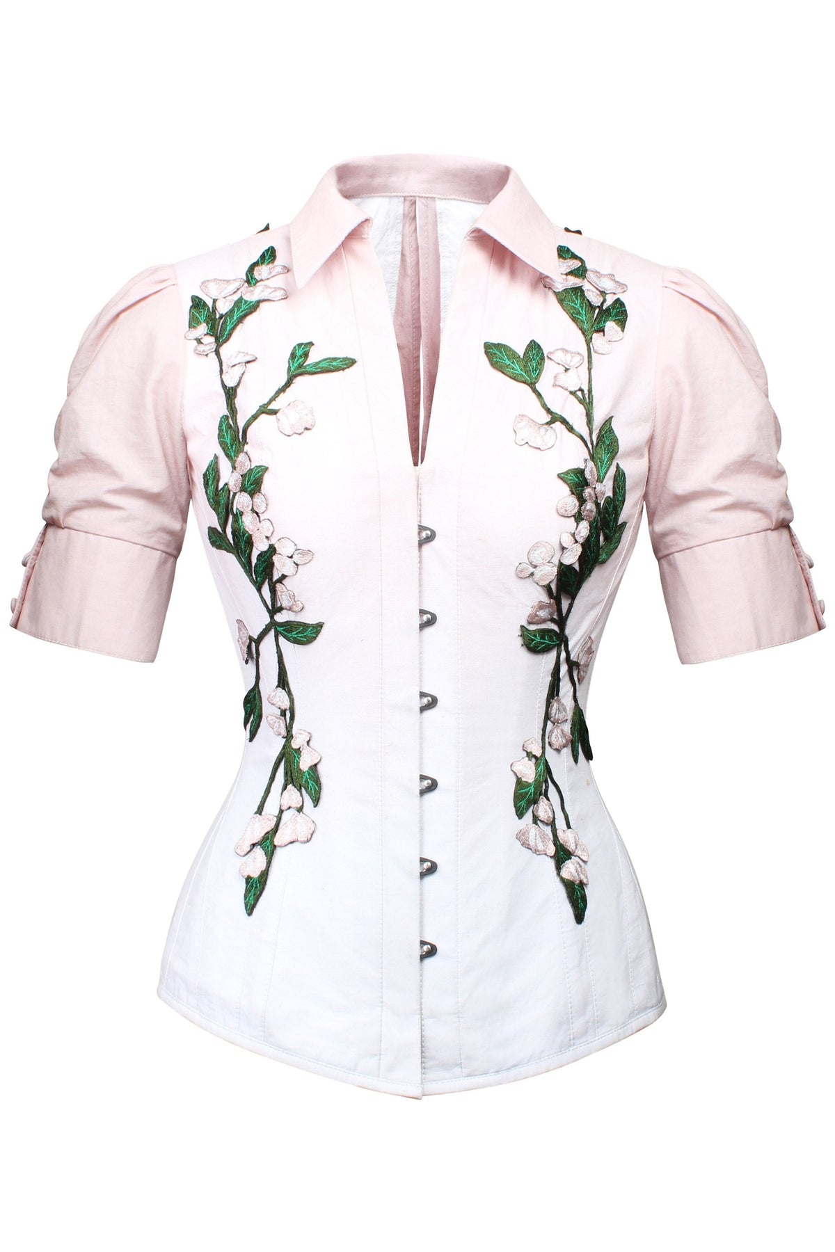 Pink And White Elasticated Corset Shirt