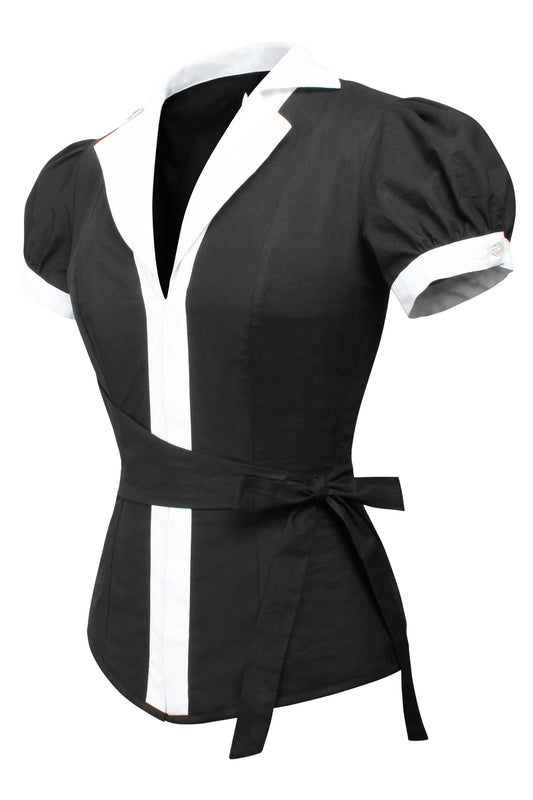 Black And White Monochrome Corset Shirt