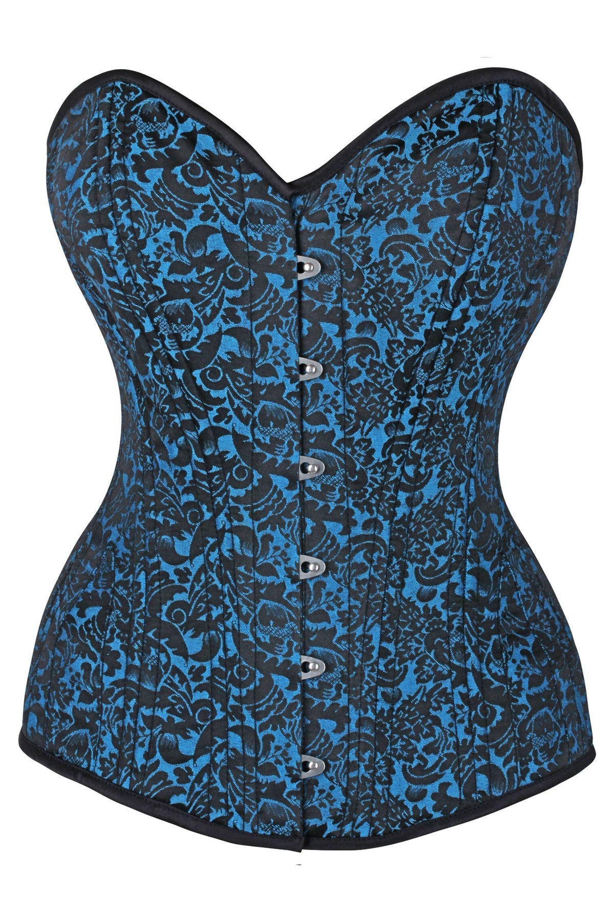 Expert Waist Training Overbust Corset In Turquoise Brocade
