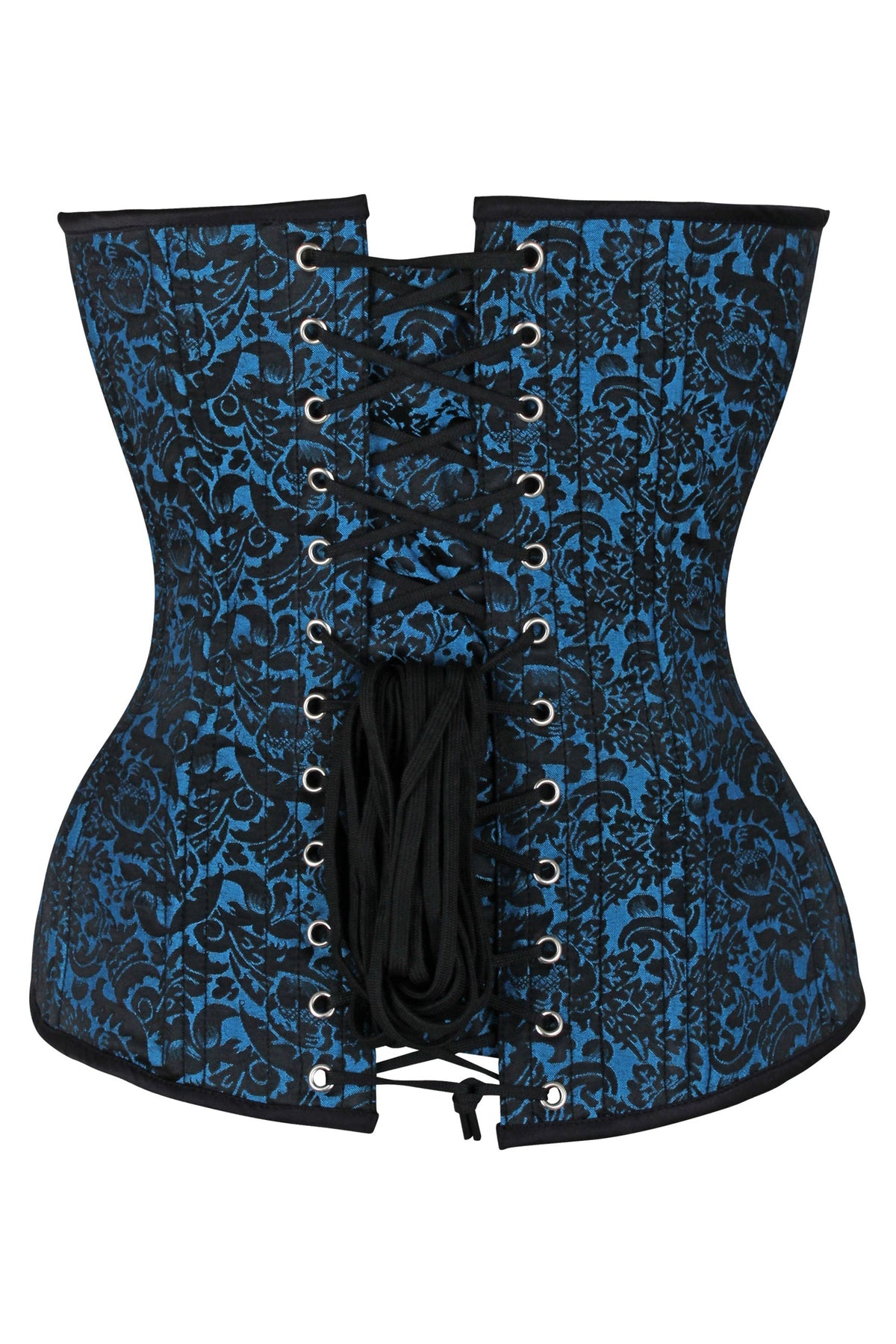 Expert Waist Training Overbust Corset In Turquoise Brocade
