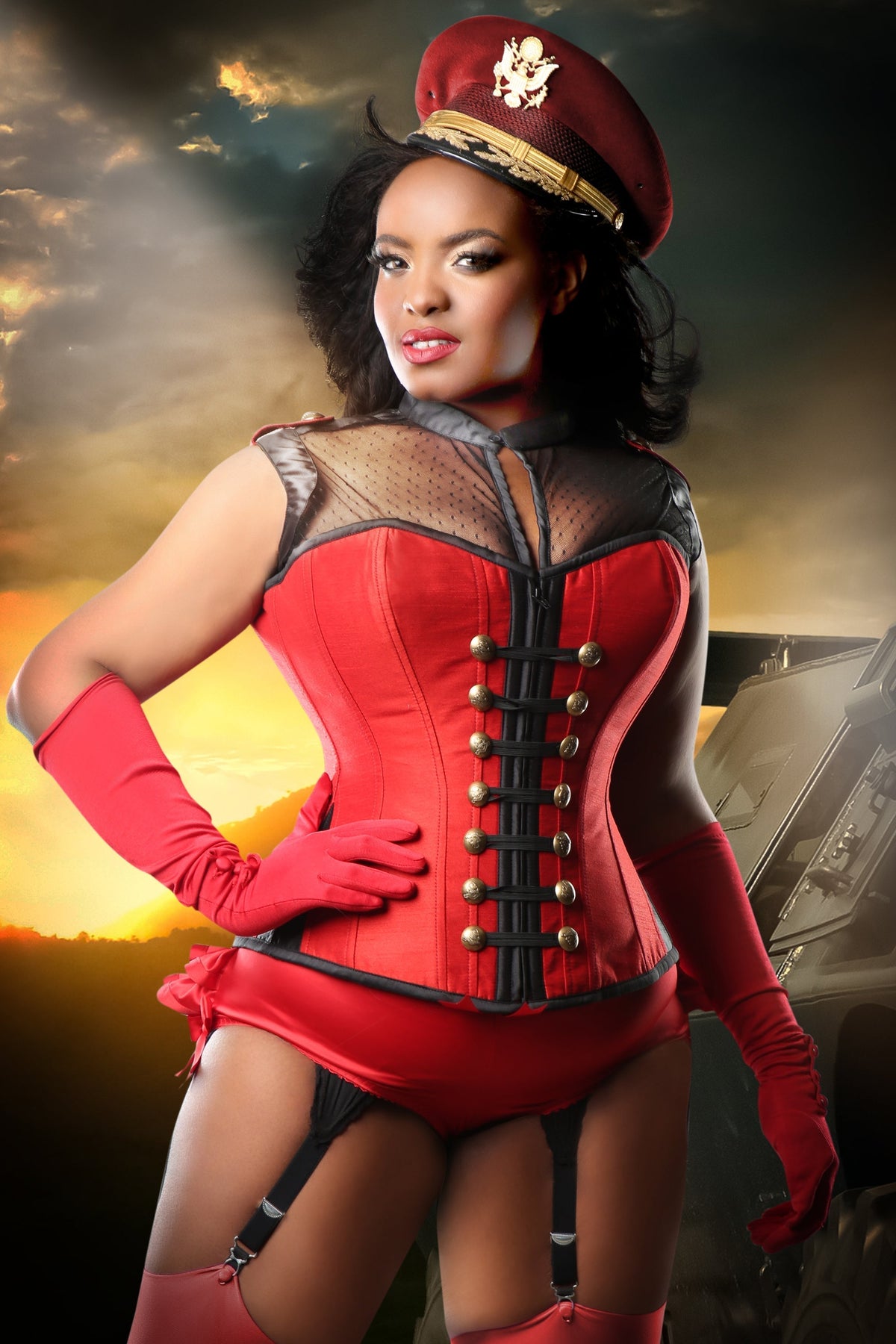 Military Inspired Corset Tunic Top